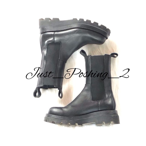 Steve Madden Explorer Chelsea black Boots 7.5 stretch platform chunky leather - Picture 3 of 11